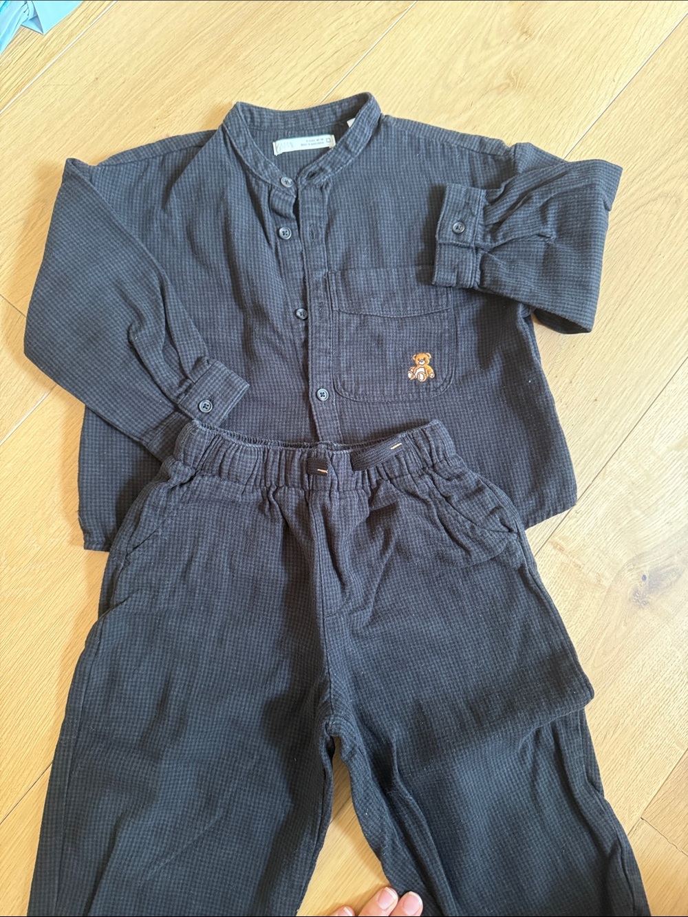 Zara Kids Black Waffle-Knit SET